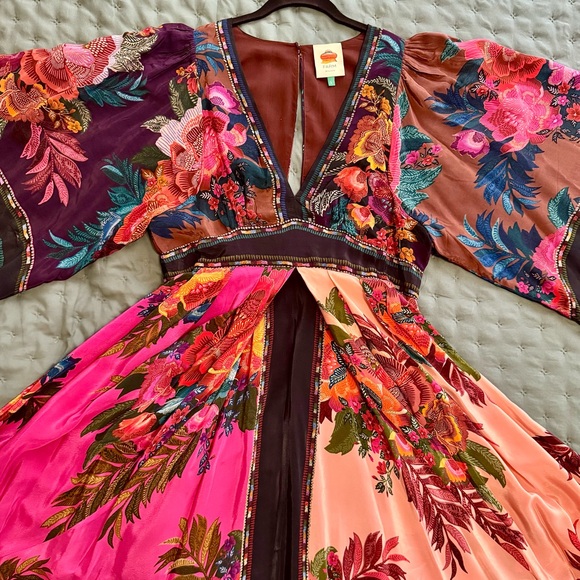 FARM Rio Flower Scarves Midi Dress Size Large - Picture 6 of 13